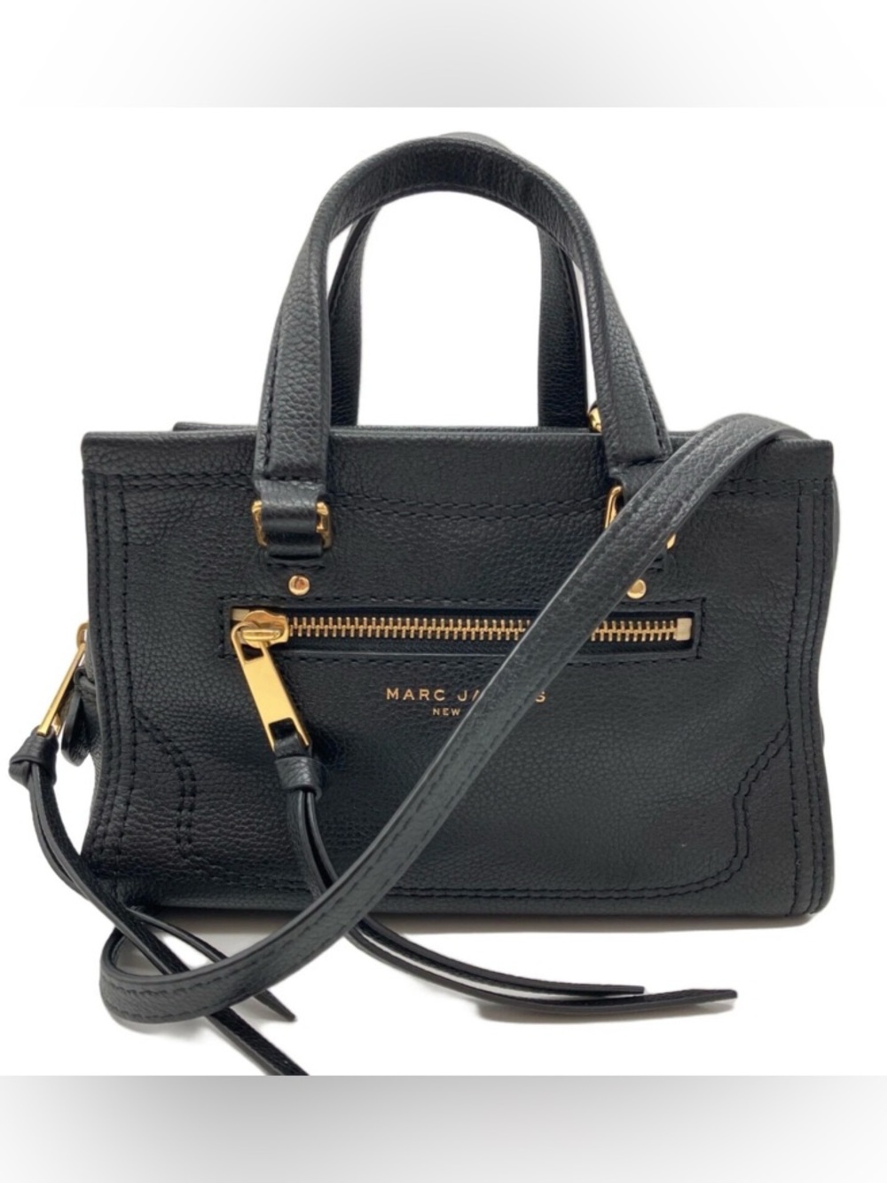 MARC JACOBS 2-way handbag MINI CRUISER black leather gold hardware